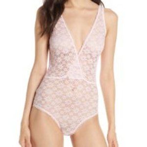Honeydew Intimates Pink laced body suit